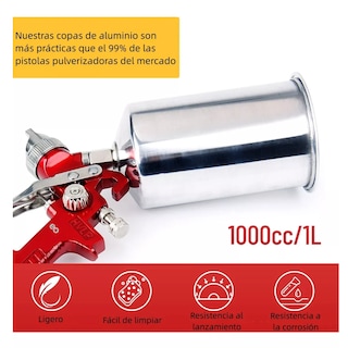 Foto 2 | Pistola Gravedad Pintura 1000ml Vaso Aluminio Para Auto Eo Safe Imports Esi-11330-1 Multicolor