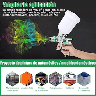 Foto 4 | Pistola Gravedad Pintura Automotriz De 600ml 1,4/1,7/2,0 Mm Belug Blanco Verde