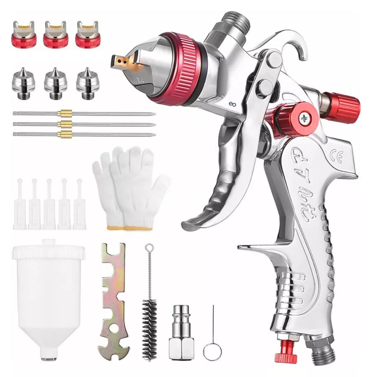 Foto 2 pulgar | Pistola Para Pintar De Gravedad 600 Ml Con 3 Boquillas Eo Safe Imports Esi-12086-1 Multicolor