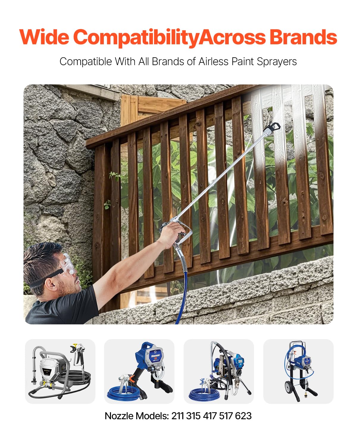 Foto 2 | Kit De Pistola Pulverizadora De Pintura Y Manguera Airless Vevor 3600 Psi Con 5 Puntas - Venta Internacional.
