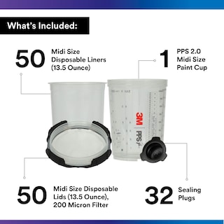 Foto 2 | Kit De Vasos Para Pistola Pulverizadora 3m Pps 2.0, 400 Ml, Con 50 Tapas Y Forros - Venta Internacional.