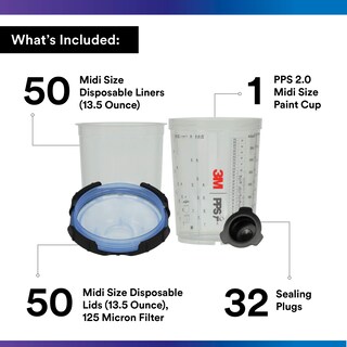 Foto 2 | Kit De Vasos Para Pistola Pulverizadora 3m Pps 2.0, 400 Ml, Con 50 Tapas Y Forros - Venta Internacional.