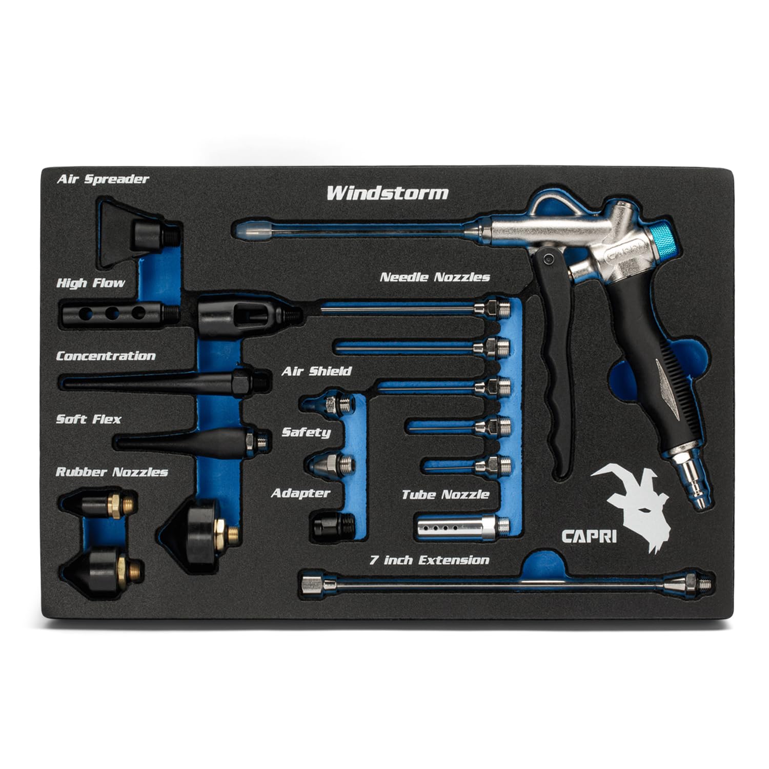 Foto 1 | Kit De Pistola Neumática Capri Tools, 2 Vías Ultimate, Con Boquillas, 19 Piezas - Venta Internacional.