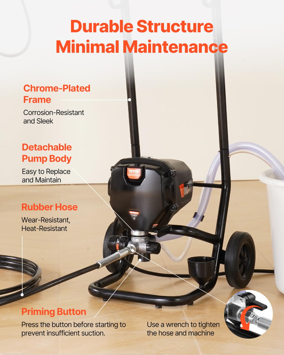 Foto 6 pulgar | Pulverizador De Pintura Eléctrico Vevor 750 W 3000 Psi Con Carrito Para El Hogar - Venta Internacional.