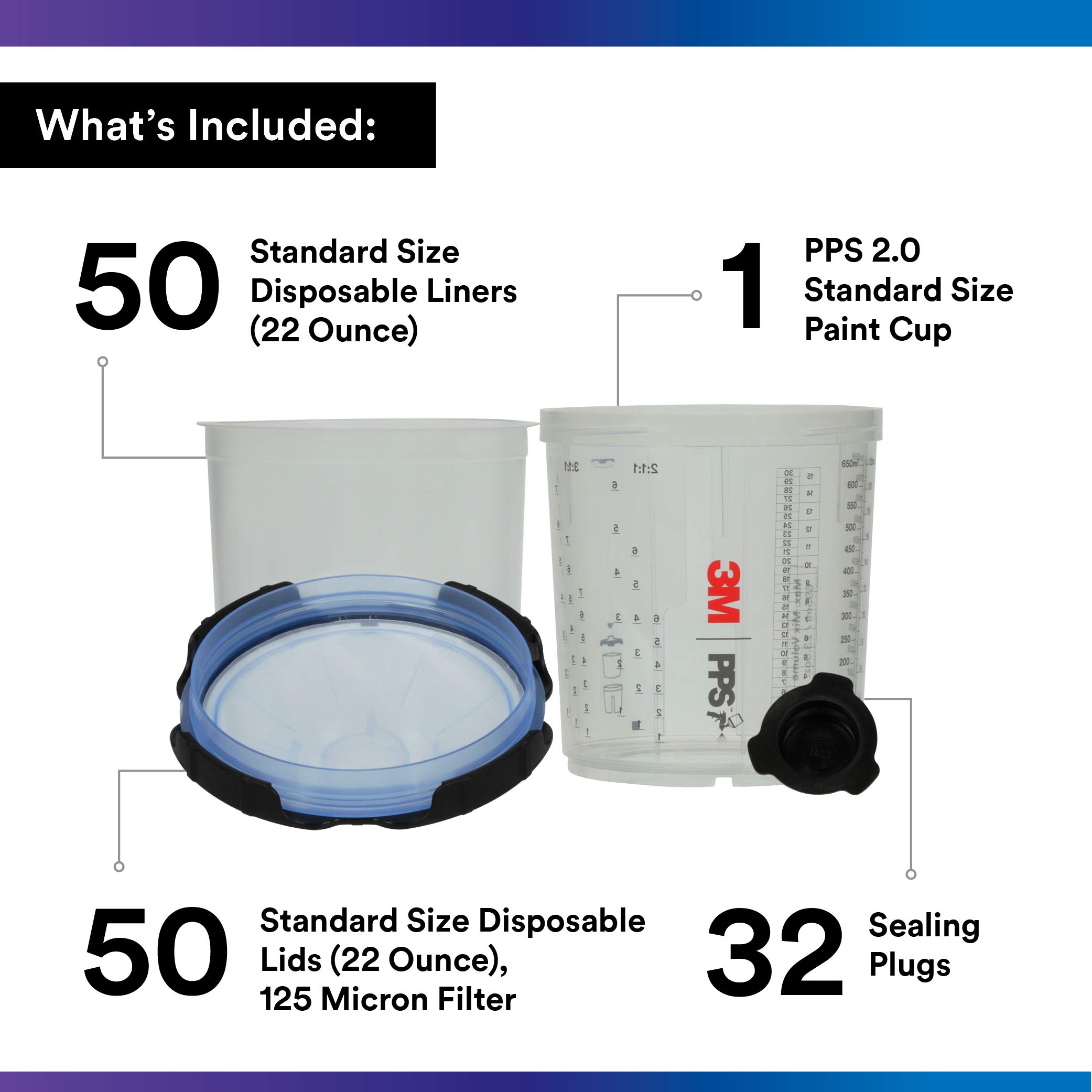 Foto 3 pulgar | Kit De Vasos Para Pistola Pulverizadora 3m Pps 2.0, 650 Ml, Con 50 Tapas Y Forros - Venta Internacional.
