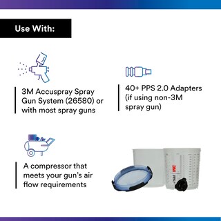 Foto 3 | Kit De Vasos Para Pistola Pulverizadora 3m Pps 2.0, 650 Ml, Con 50 Tapas Y Forros - Venta Internacional.