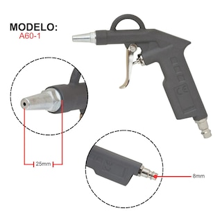 Foto 2 | Pistola Para Sopletear A60-1 Con Boquilla 25 Mm Y Conexión 8 Mm – Alta Potencia De Aire
