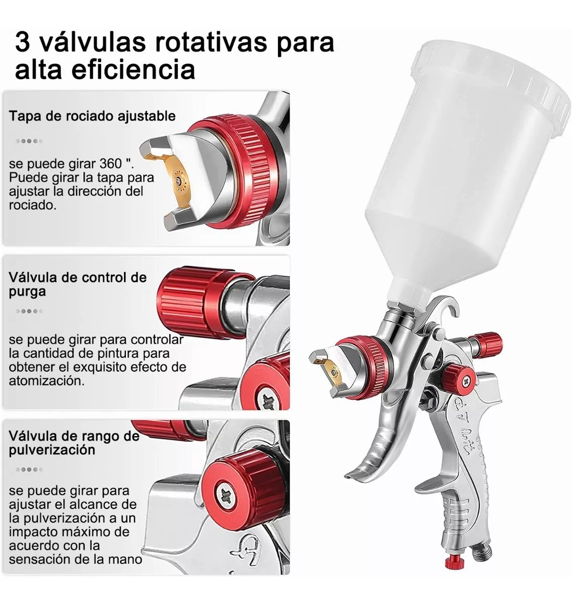 Foto 4 pulgar | Pistola para Pintar BELUG de Gravedad  Neumática con 3 Boquillas