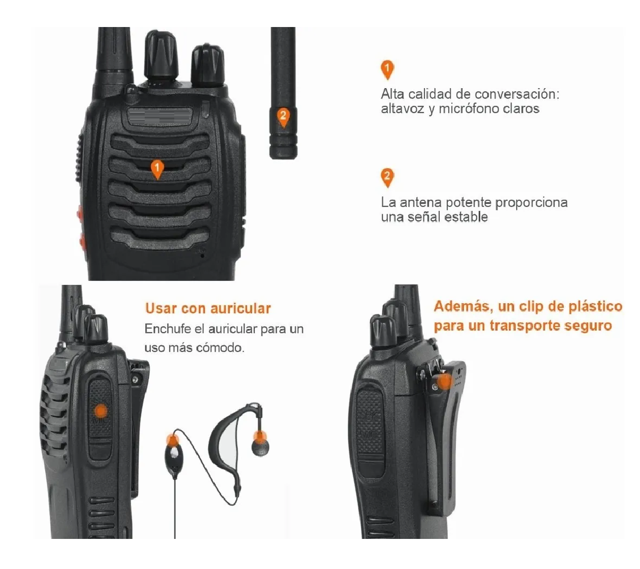 Foto 3 pulgar | Dos Walkie Talkie con Manos Libres Eo Safe Imports color Negro