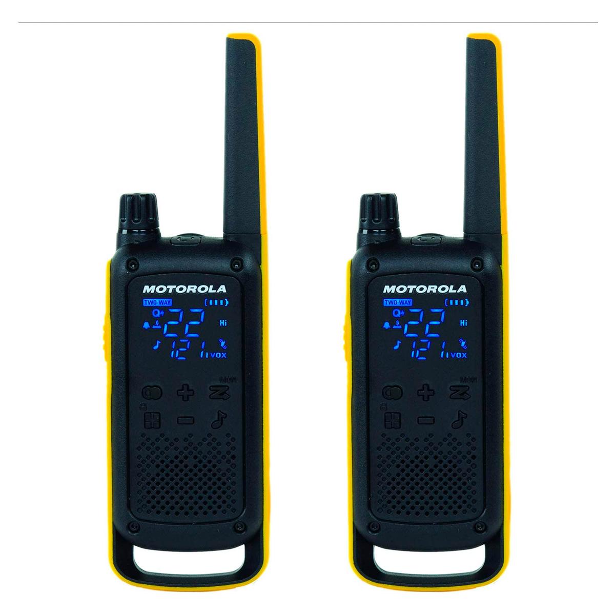 Radio de Dos Vías Motorola color Negro con Amarillo Talkabout 56 Millas 22 Canales 2 Piezas