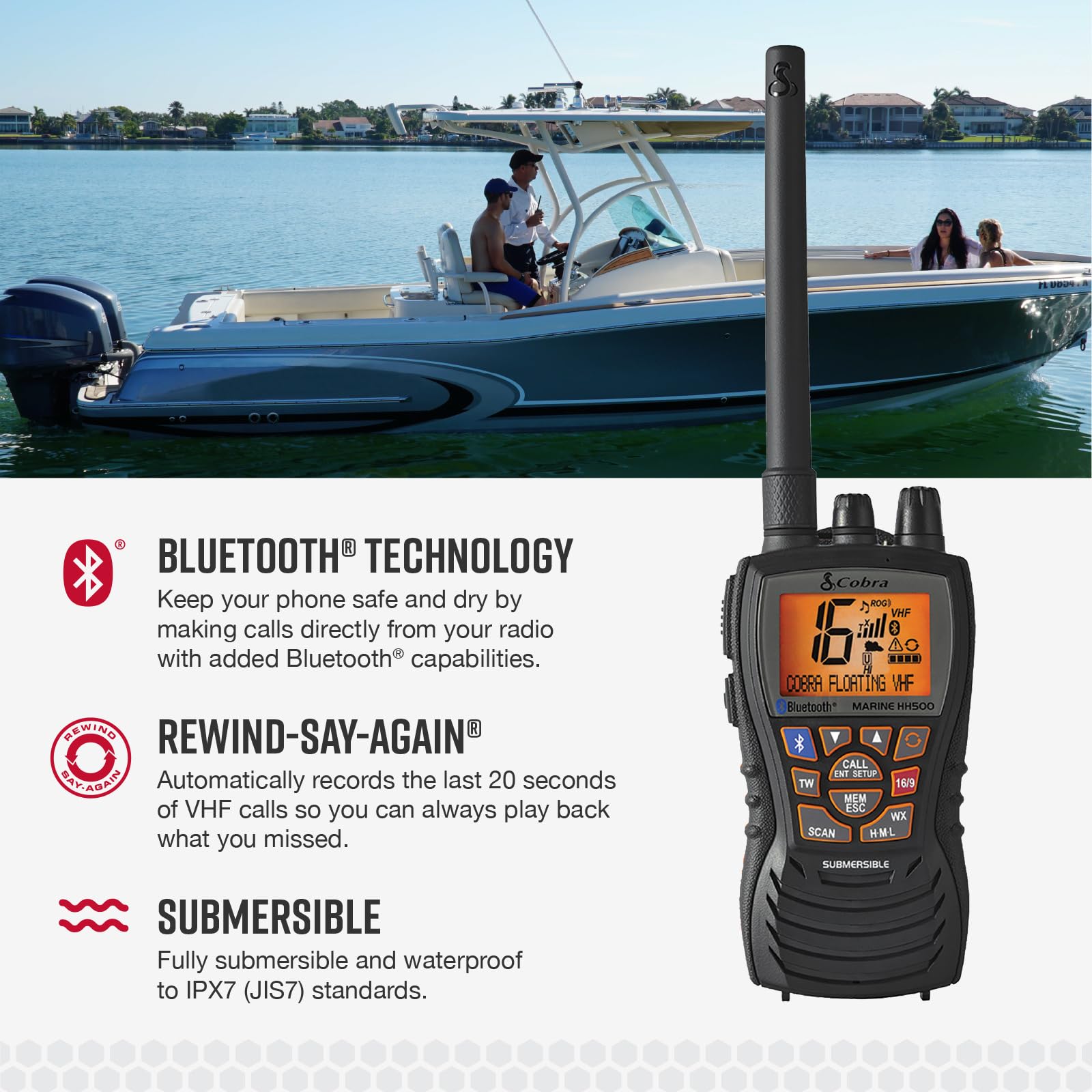 Foto 3 | Radio Vhf Flotante Portátil Cobra Mr Hh500 Flt Bt 6w - Venta Internacional.