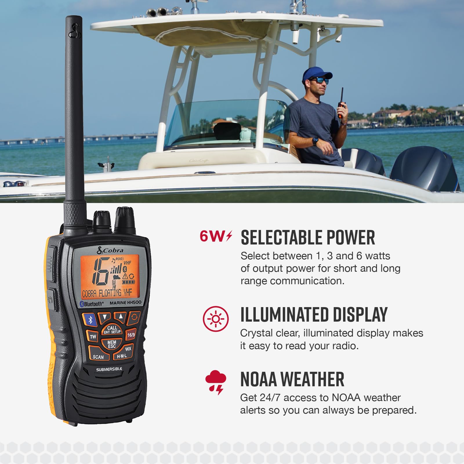 Foto 4 | Radio Vhf Flotante Portátil Cobra Mr Hh500 Flt Bt 6w - Venta Internacional.