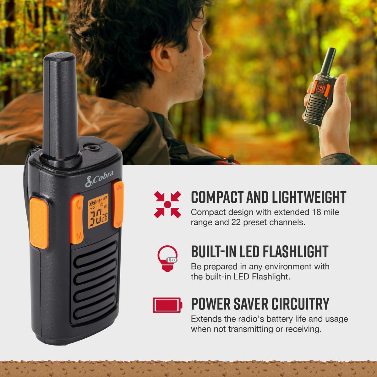 Foto 4 pulgar | Walkie Talkies Cobra Rx180, 18 Millas, Largo Alcance, Paquete De 2, Naranja - Venta Internacional.