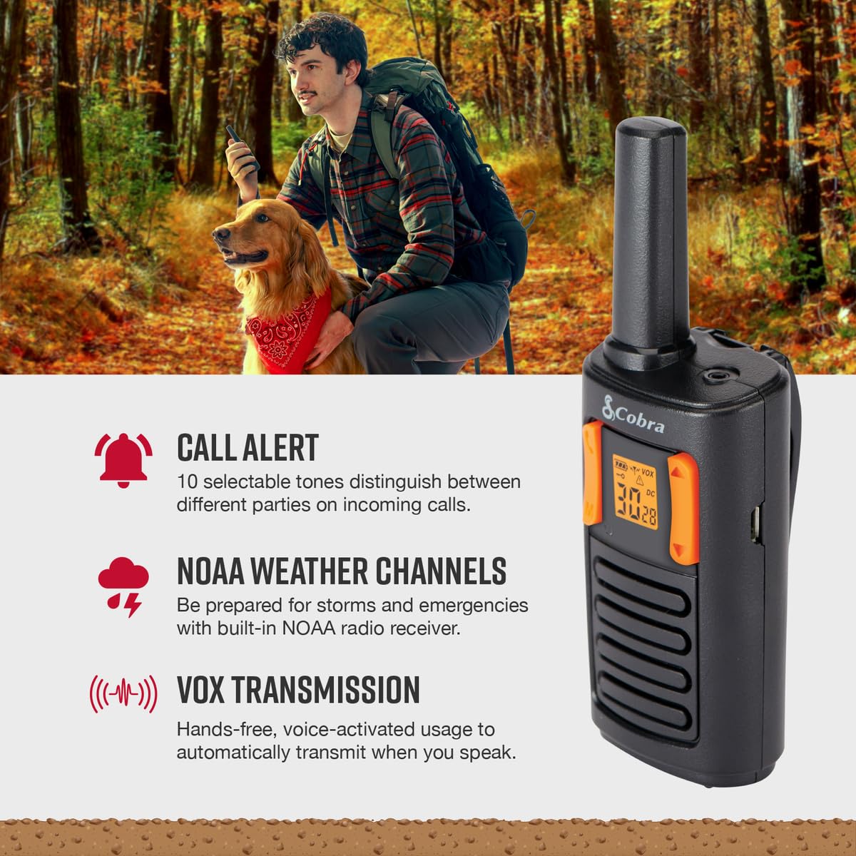 Foto 5 pulgar | Walkie Talkies Cobra Rx180, 18 Millas, Largo Alcance, Paquete De 2, Naranja - Venta Internacional.