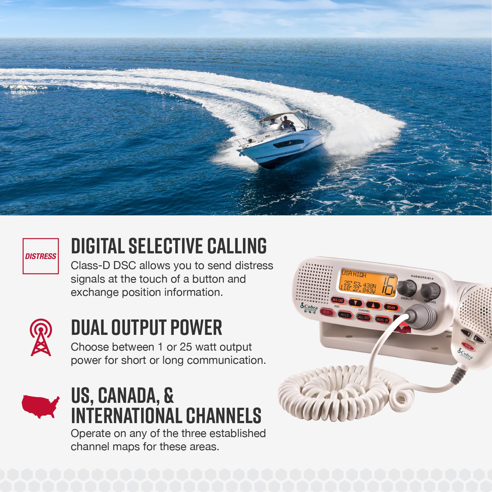 Foto 3 | Radio Vhf Marina Cobra Mr F45-d Sumergible De 25 W, Color Blanco - Venta Internacional.