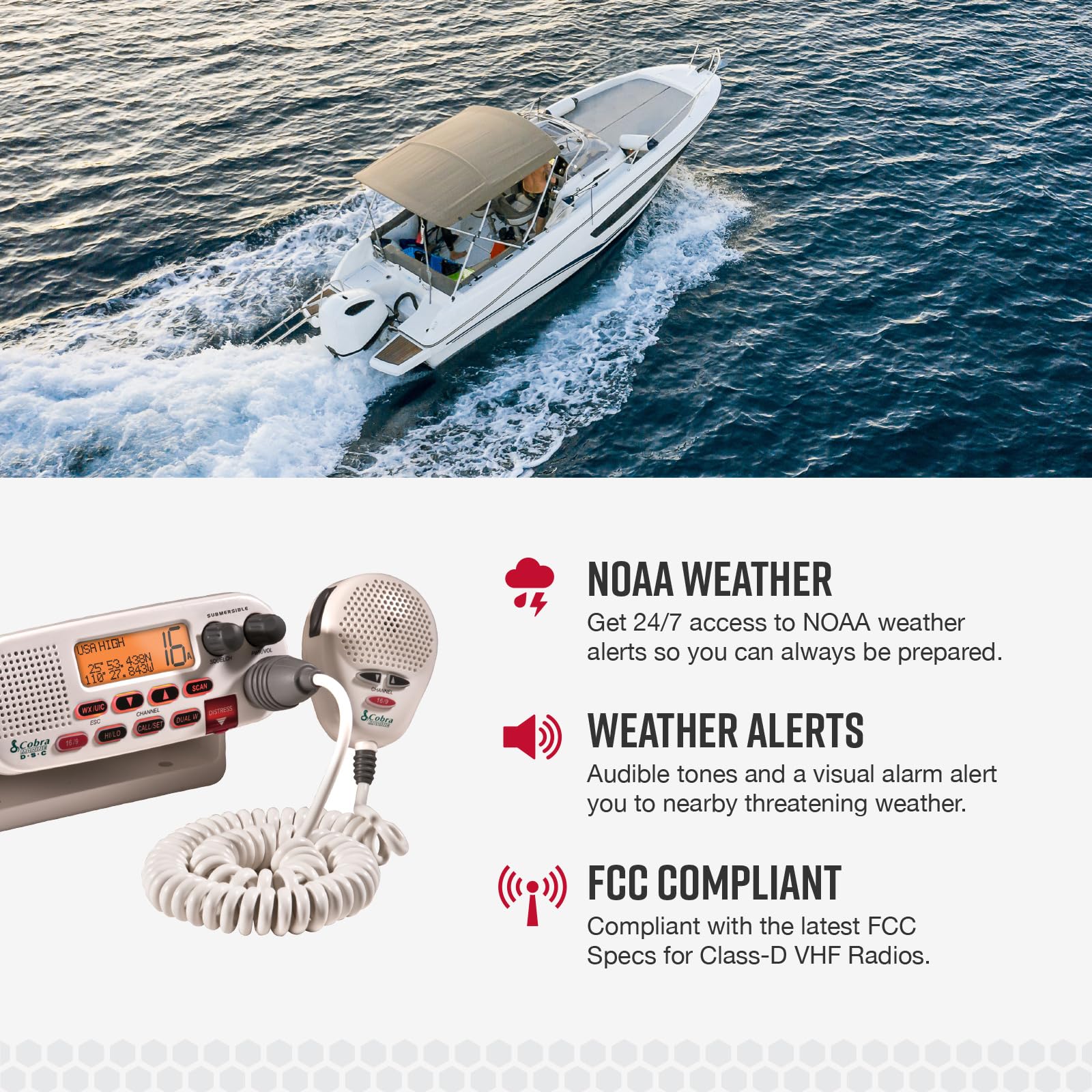 Foto 4 | Radio Vhf Marina Cobra Mr F45-d Sumergible De 25 W, Color Blanco - Venta Internacional.
