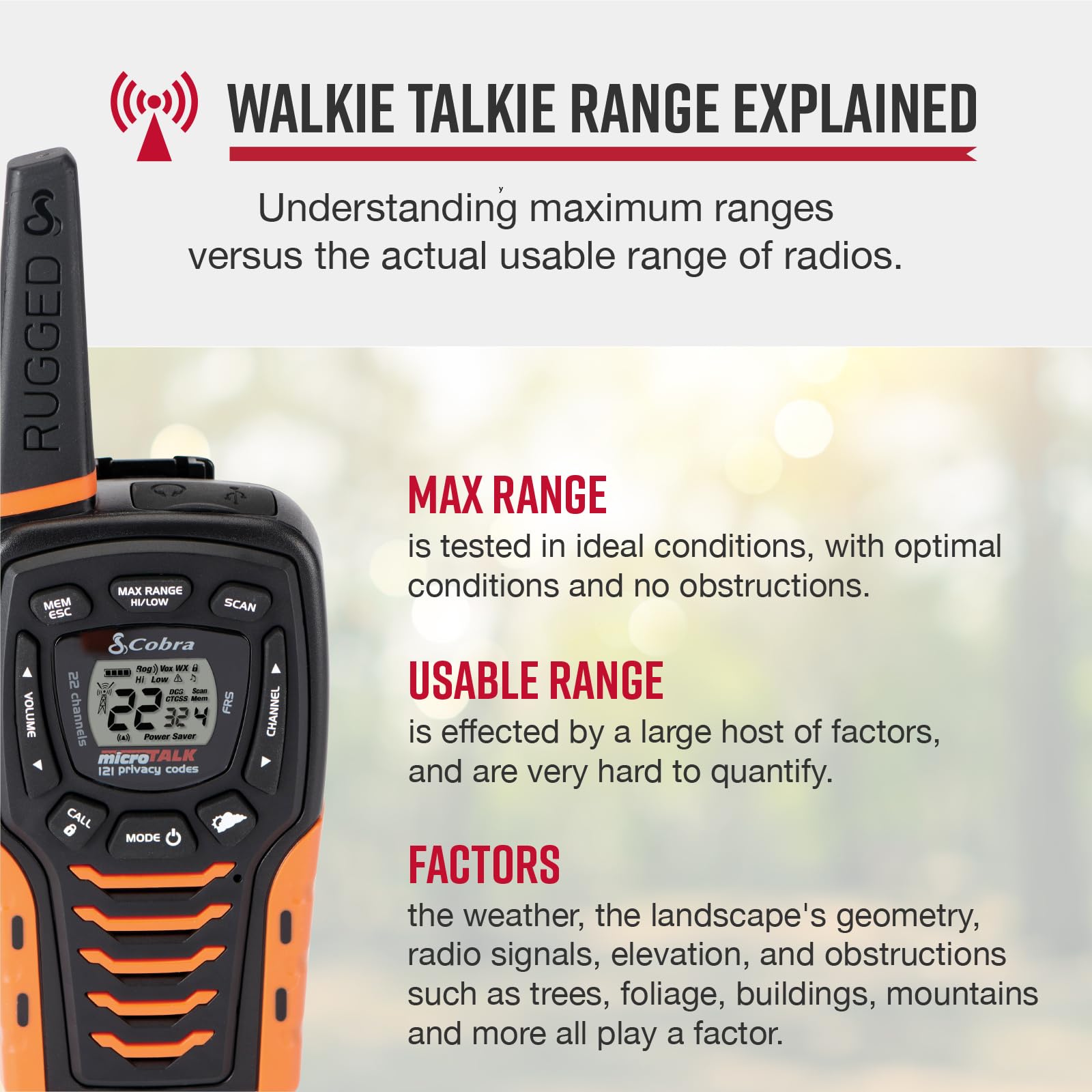 Foto 2 | Walkie Talkies Cobra Acxt645, Impermeables, Alcance De 35 Millas, Paquete De 2 - Venta Internacional.