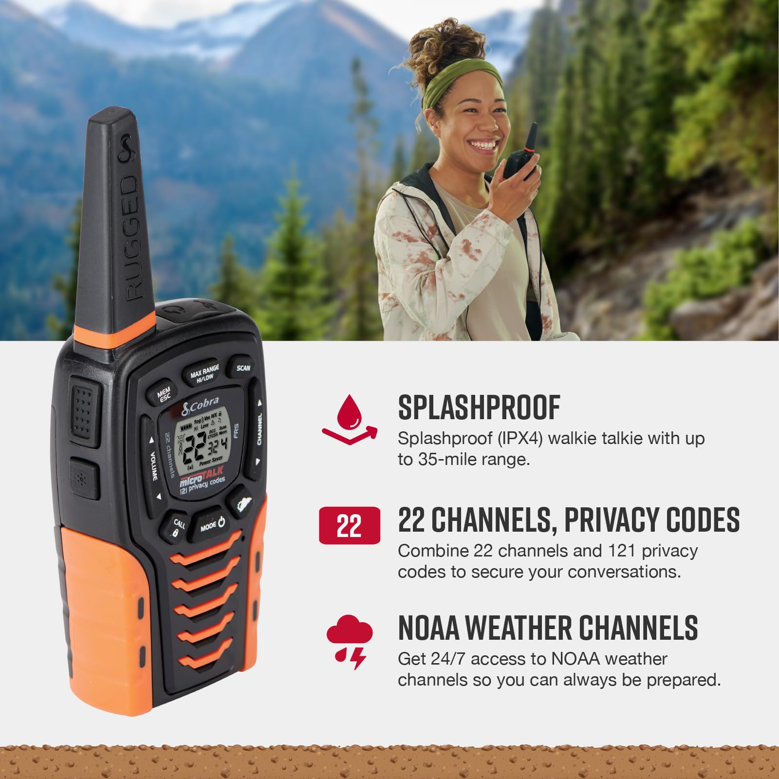 Foto 3 | Walkie Talkies Cobra Acxt645, Impermeables, Alcance De 35 Millas, Paquete De 2 - Venta Internacional.