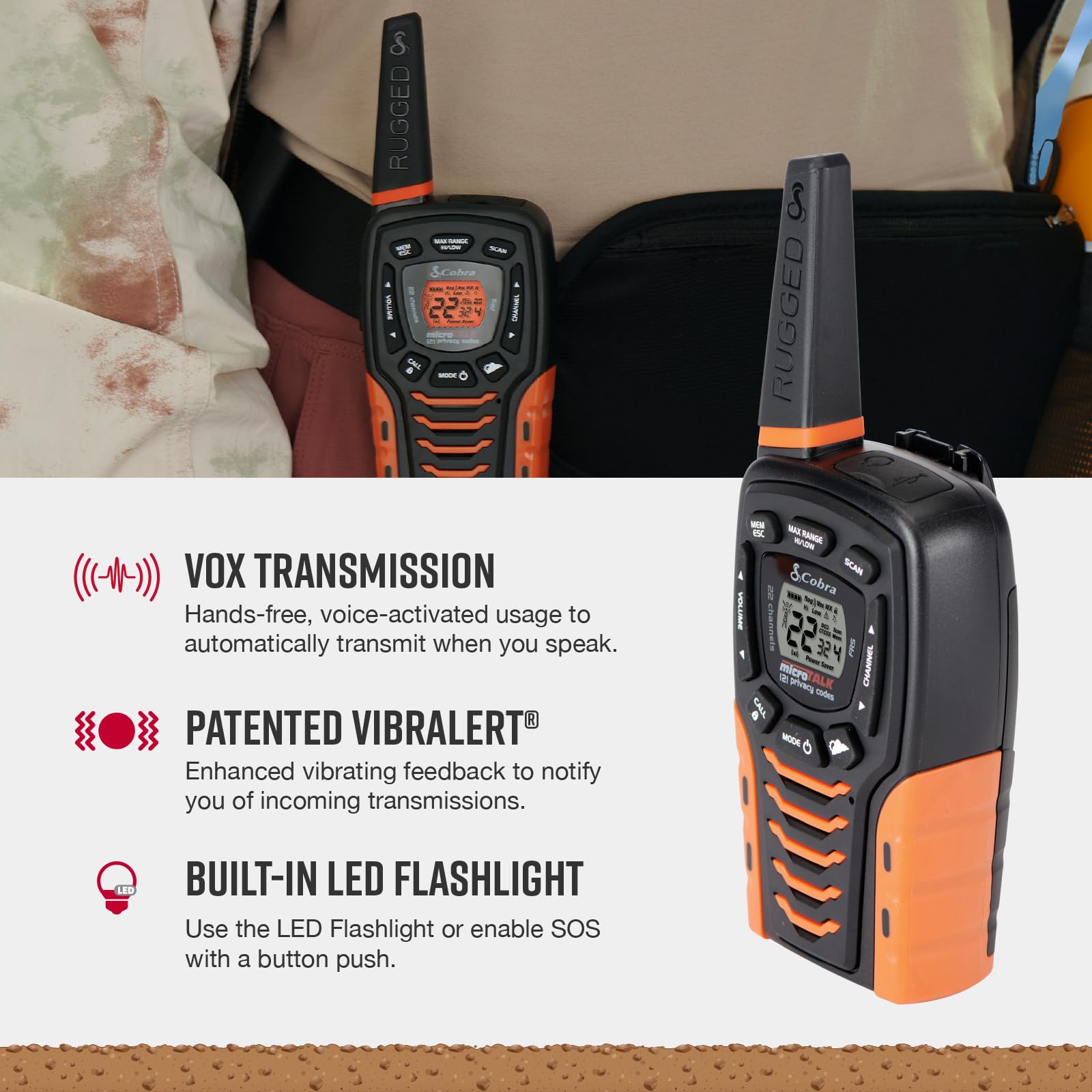 Foto 4 | Walkie Talkies Cobra Acxt645, Impermeables, Alcance De 35 Millas, Paquete De 2 - Venta Internacional.