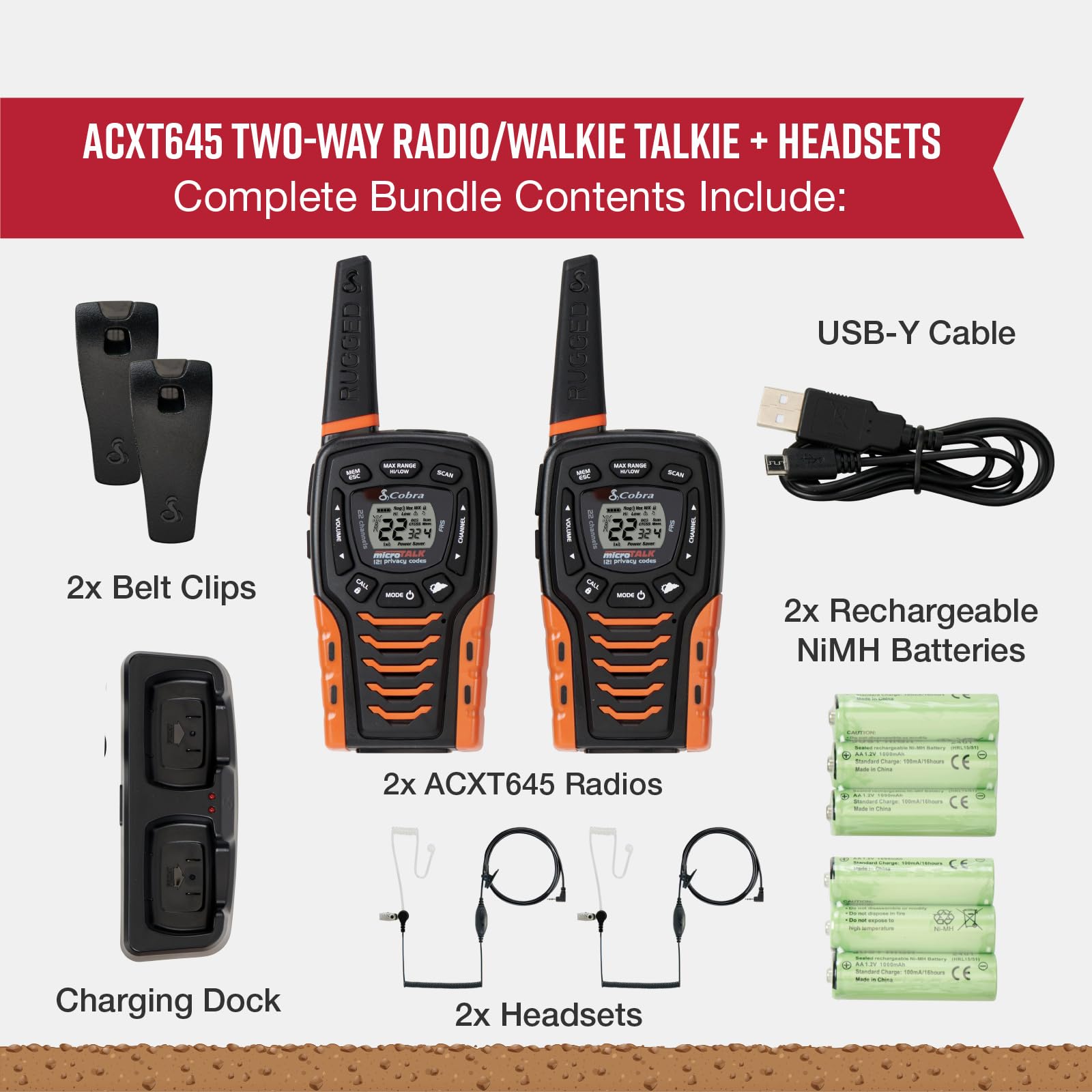 Foto 7 | Walkie Talkies Cobra Acxt645, Impermeables, Alcance De 35 Millas, Paquete De 2 - Venta Internacional.