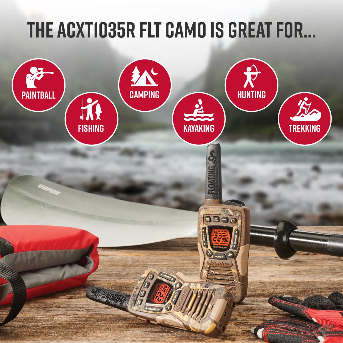 Foto 5 | Walkie Talkies Cobra Acxt1035r Flt Camo, Resistentes Al Agua, 37 Millas - Venta Internacional.