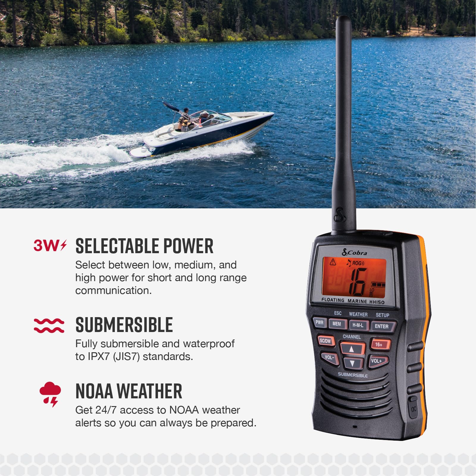 Foto 4 pulgar | Radio Marina Cobra Mr Hh150 Flt, 3 W, Vhf, Flotante, Impermeable - Venta Internacional.
