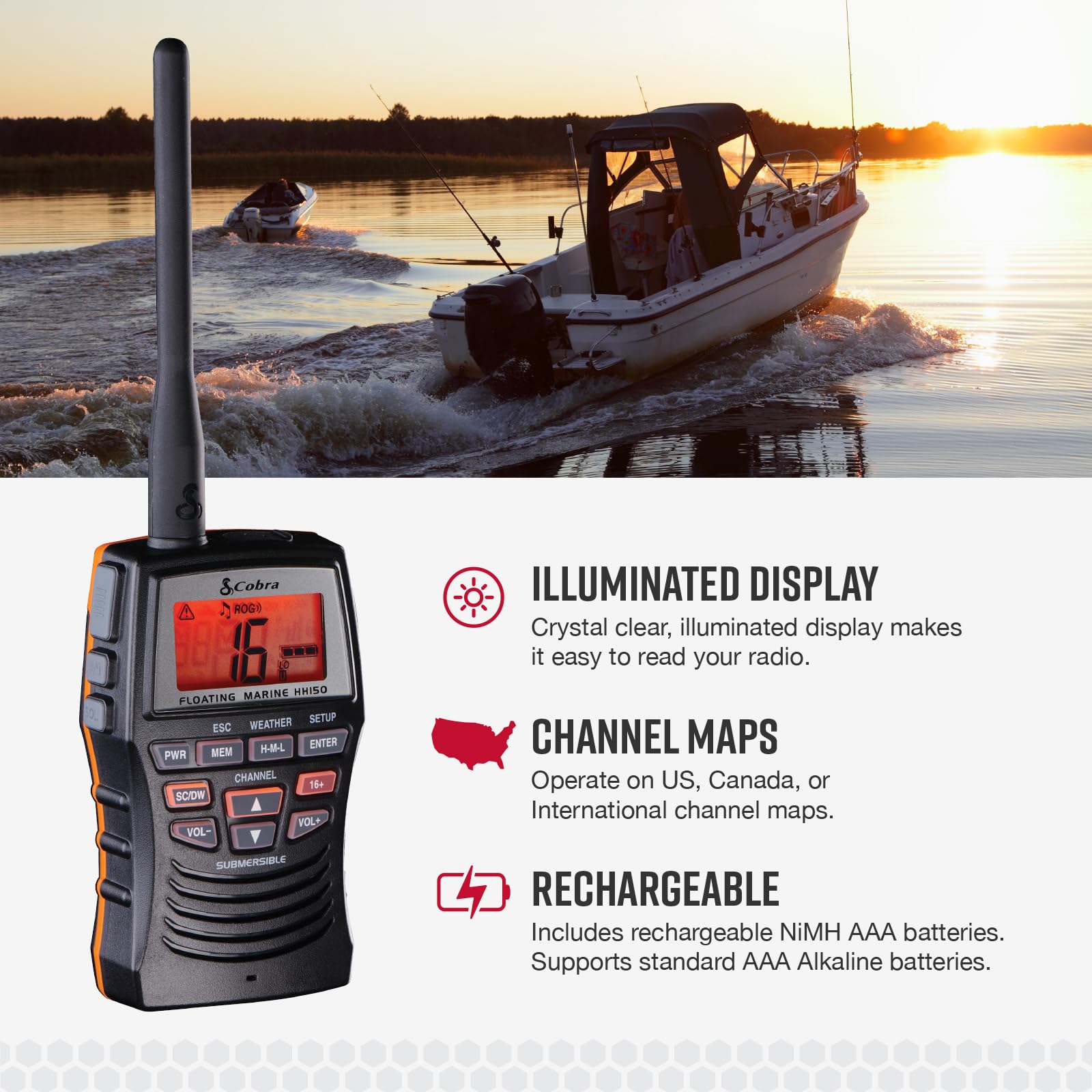 Foto 5 pulgar | Radio Marina Cobra Mr Hh150 Flt, 3 W, Vhf, Flotante, Impermeable - Venta Internacional.