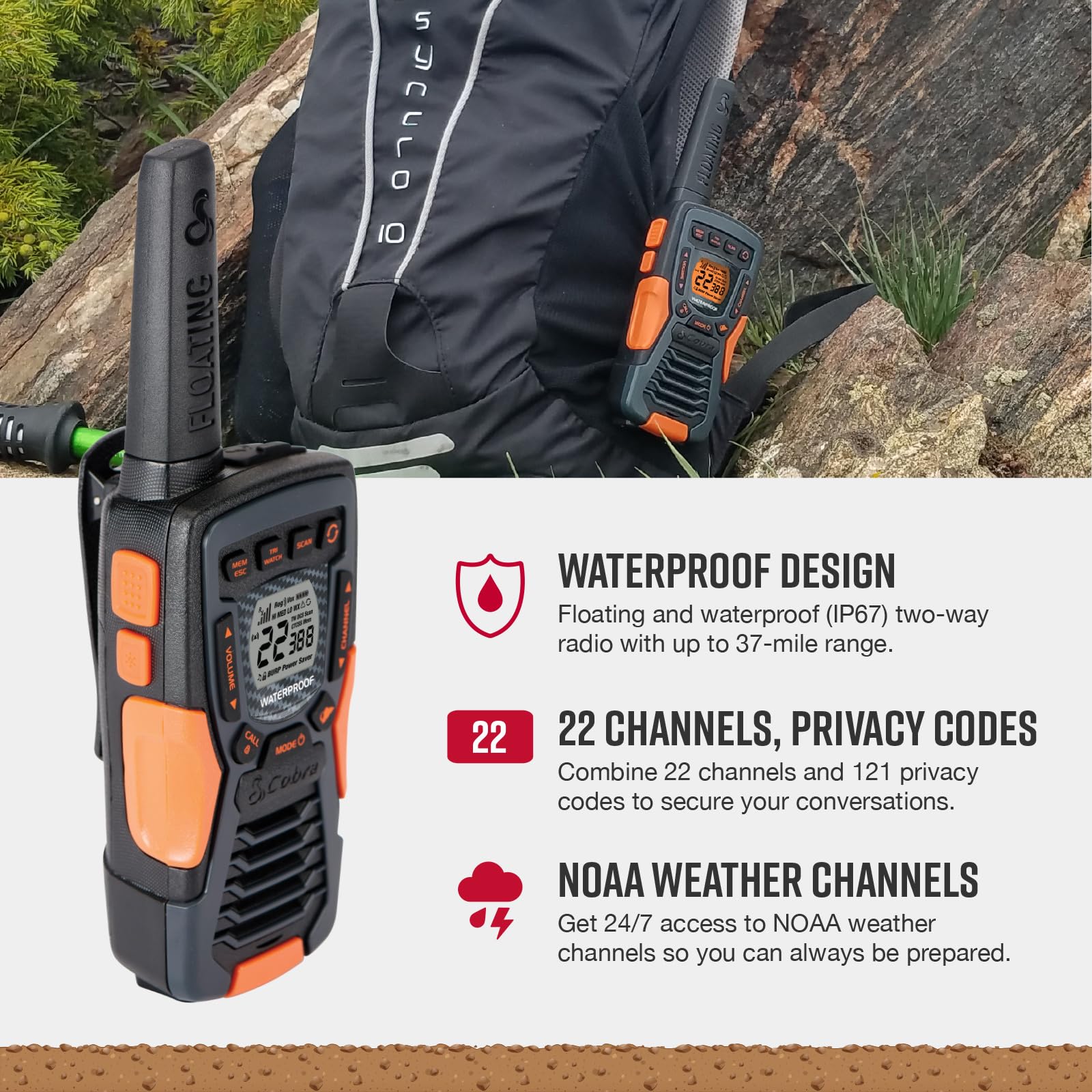 Foto 3 | Walkie Talkie Cobra Acxt1037r Flt Con Alcance Flotante De 37 Millas - Venta Internacional.