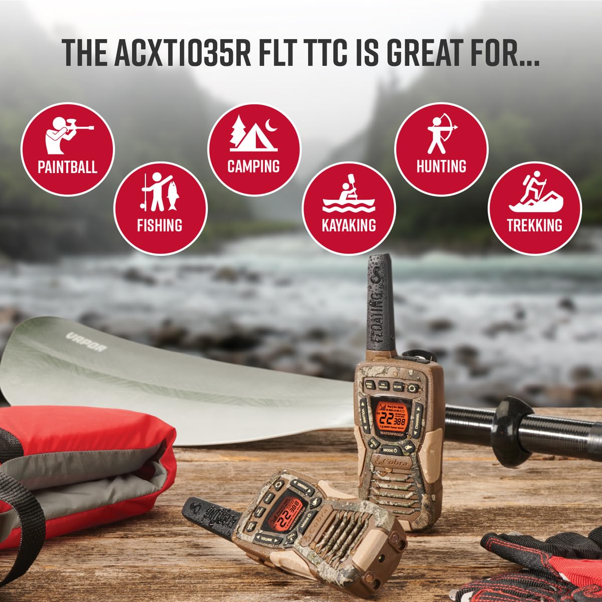 Foto 6 pulgar | Walkie Talkies Cobra Acxt1035r Flt, Resistentes Al Agua, 37 Millas - Venta Internacional.