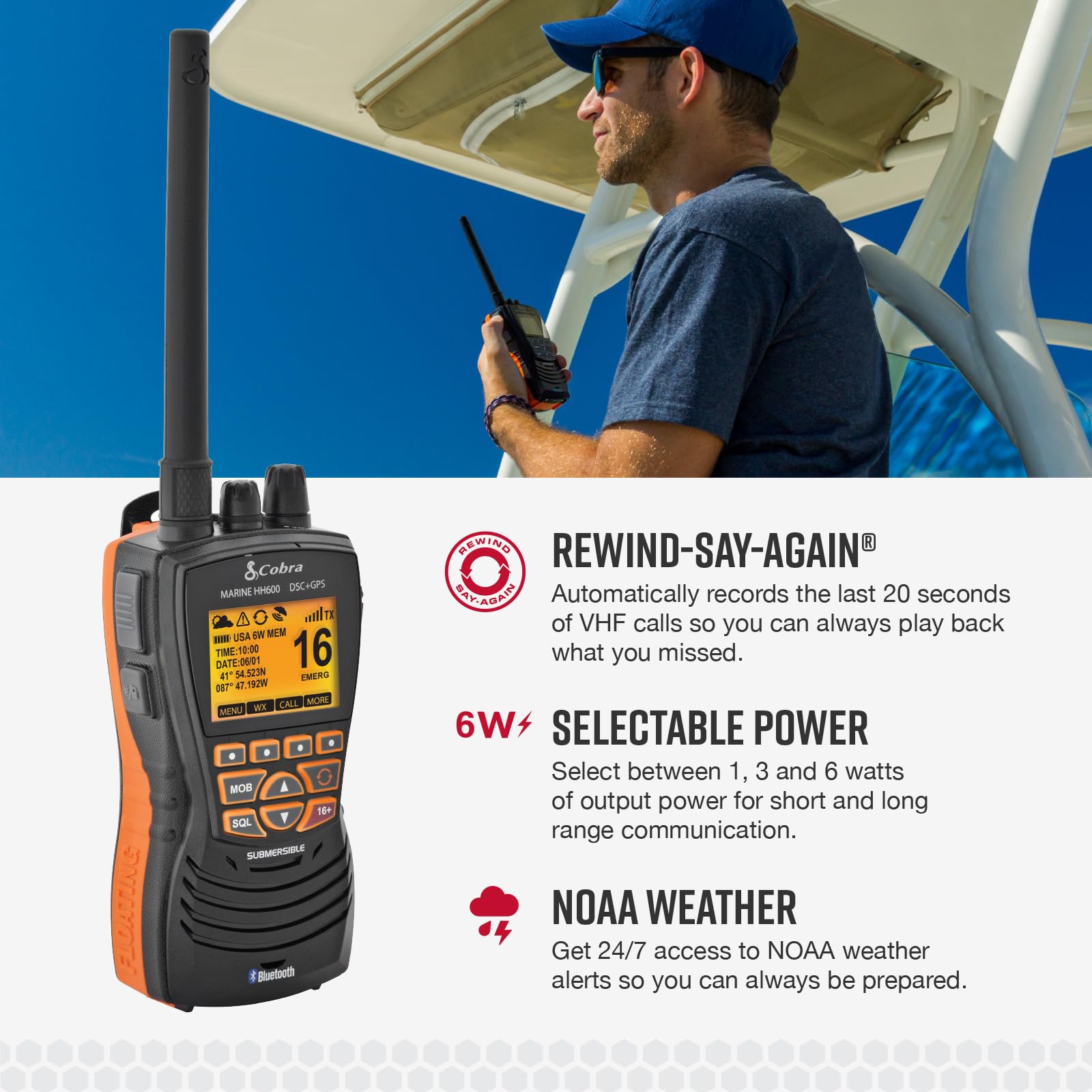 Foto 5 pulgar | Radio Vhf Flotante Portátil Cobra Mr Hh600fltbtgps 6w - Venta Internacional.