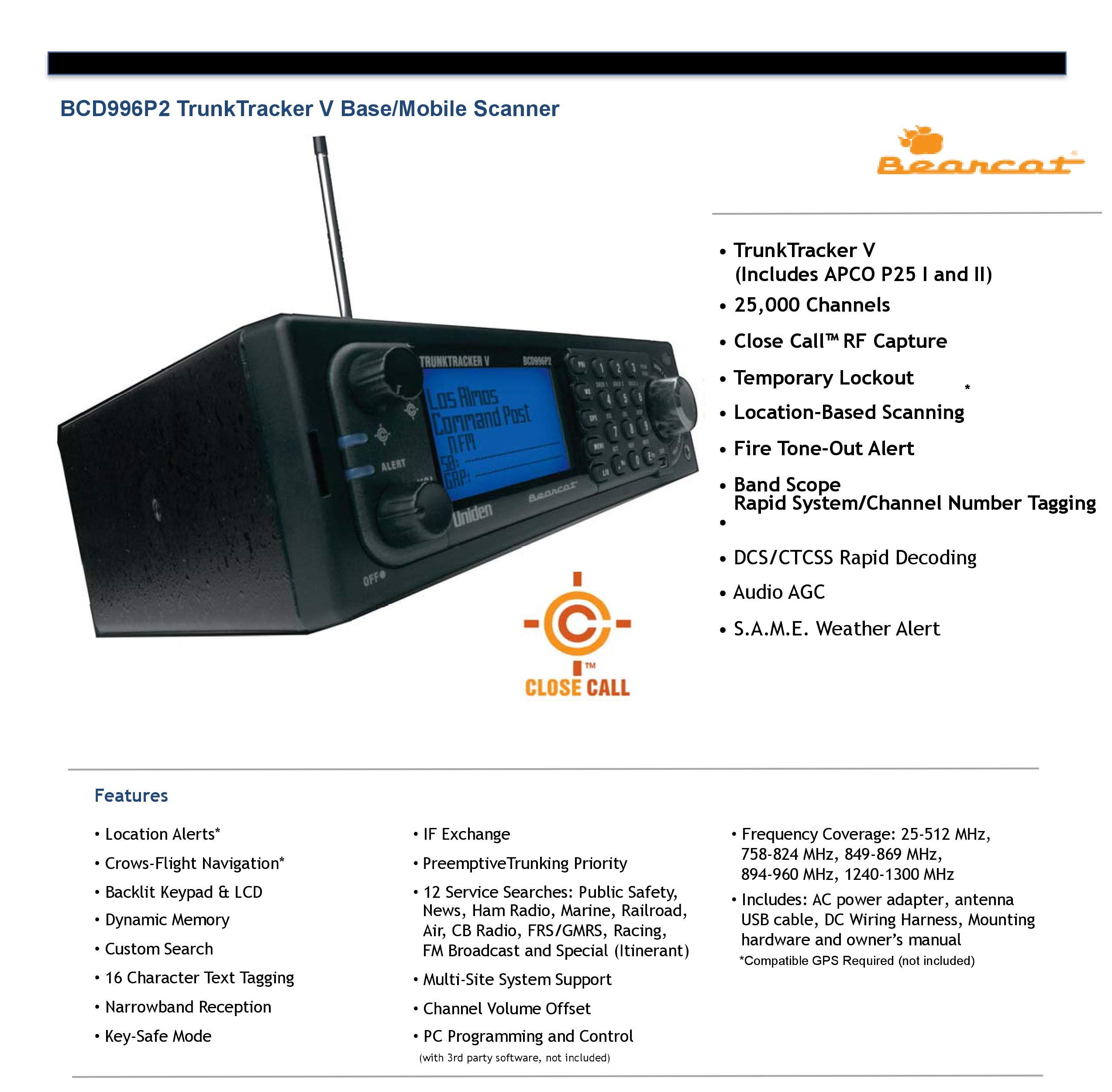 Foto 3 pulgar | Escáner Uniden Bcd996p2 Digital Mobile Tracker V - Venta Internacional.
