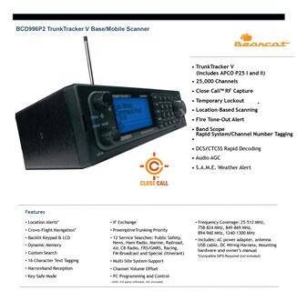 Foto 2 | Escáner Uniden Bcd996p2 Digital Mobile Tracker V - Venta Internacional.