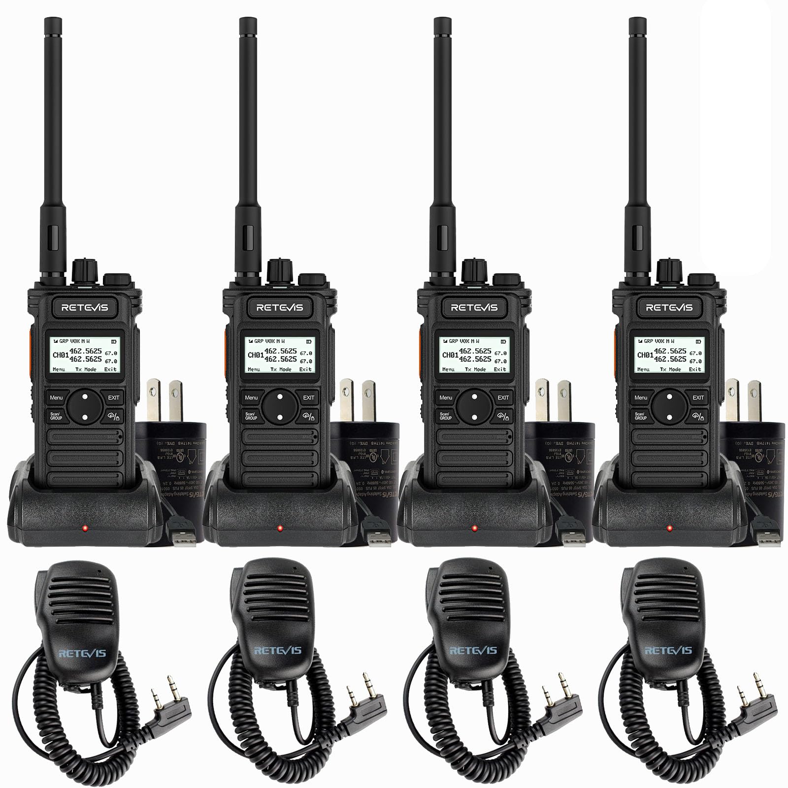 Foto 1 | Walkie Talkies Retevis Rt86s Con Micrófono De Hombro (2da Generación Rt86), Paquete De 4 - Venta Internacional.