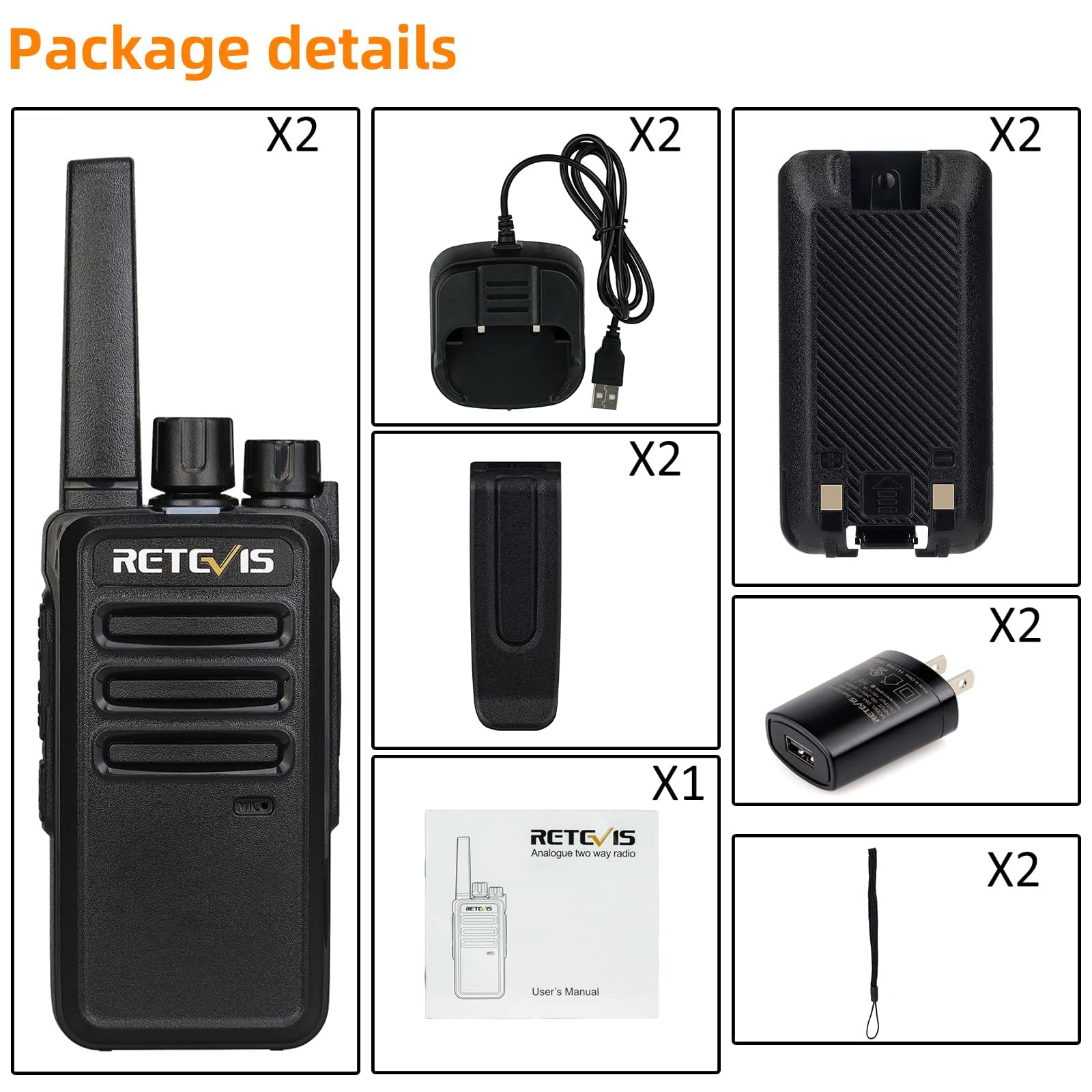 Foto 7 | Walkie Talkies Retevis Rt68 Recargables, Paquete De 2 Para Adultos - Venta Internacional.