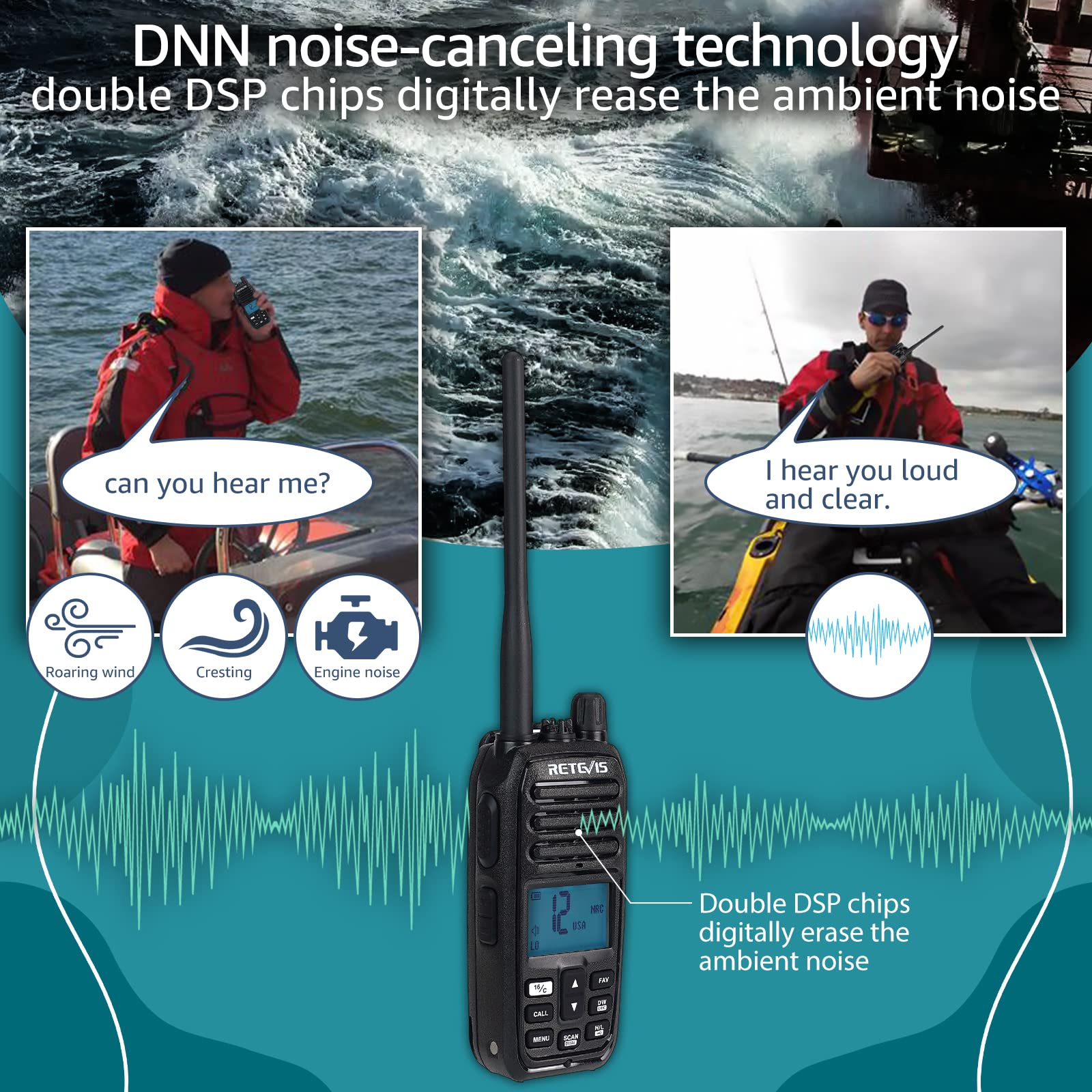 Foto 3 | Radio Marina Portátil Retevis Rm21 Ip67 Impermeable 1800 Mah - Venta Internacional.