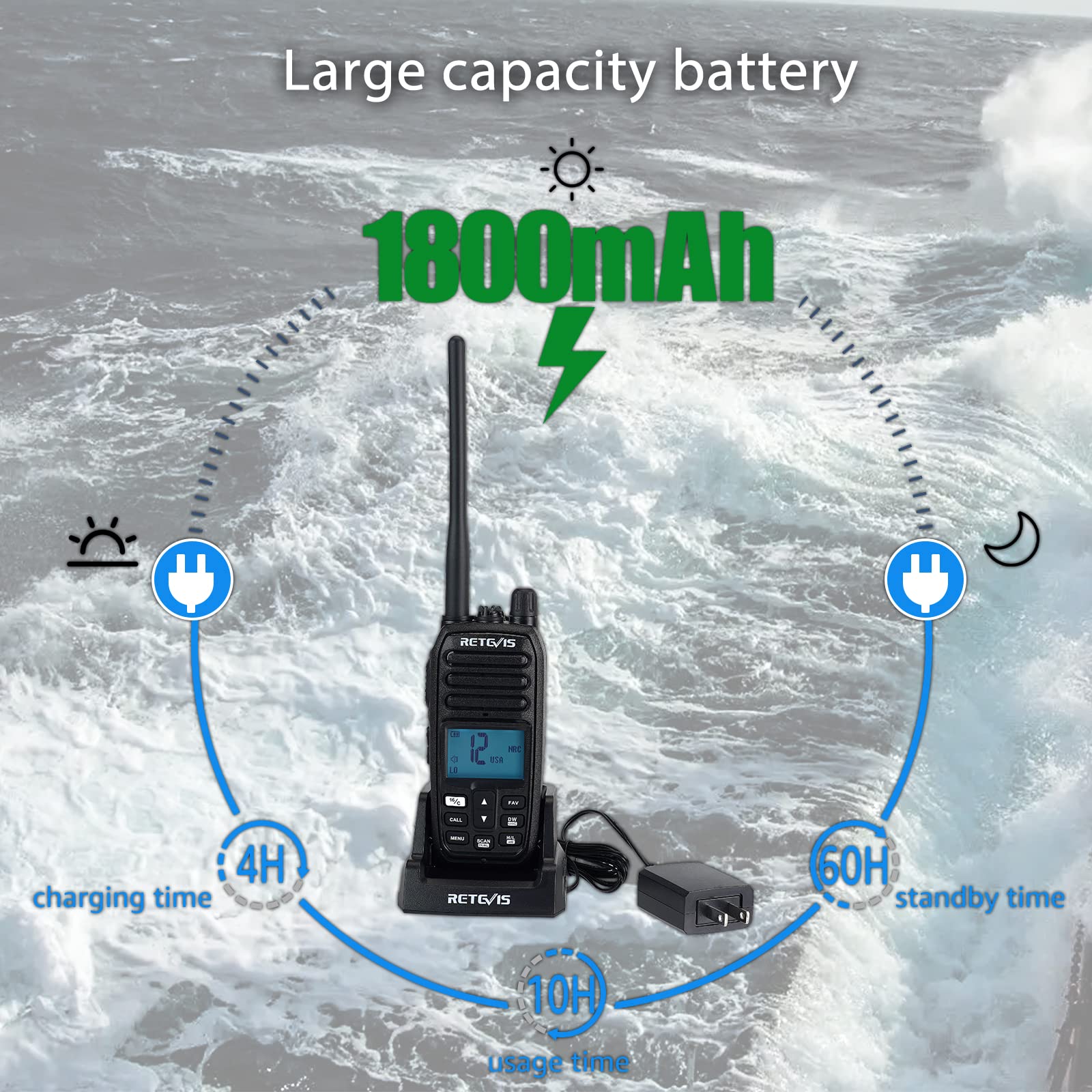 Foto 7 | Radio Marina Portátil Retevis Rm21 Ip67 Impermeable 1800 Mah - Venta Internacional.