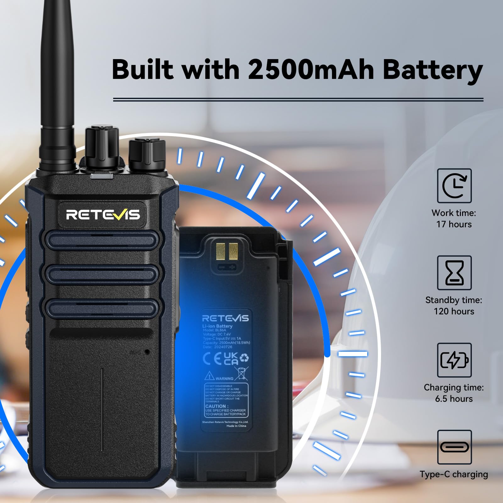 Foto 6 pulgar | Radio De 2 Vías Gmrs Walkie Talkies Retevis Rt86a De Largo Alcance - Venta Internacional.