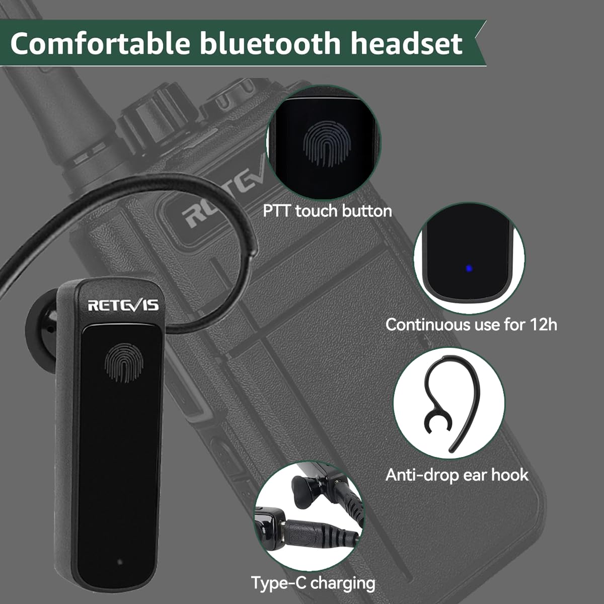 Foto 5 pulgar | Walkie Talkies Retevis Rb37, Radio Bidireccional Bluetooth, Paquete De 2 Unidades - Venta Internacional.