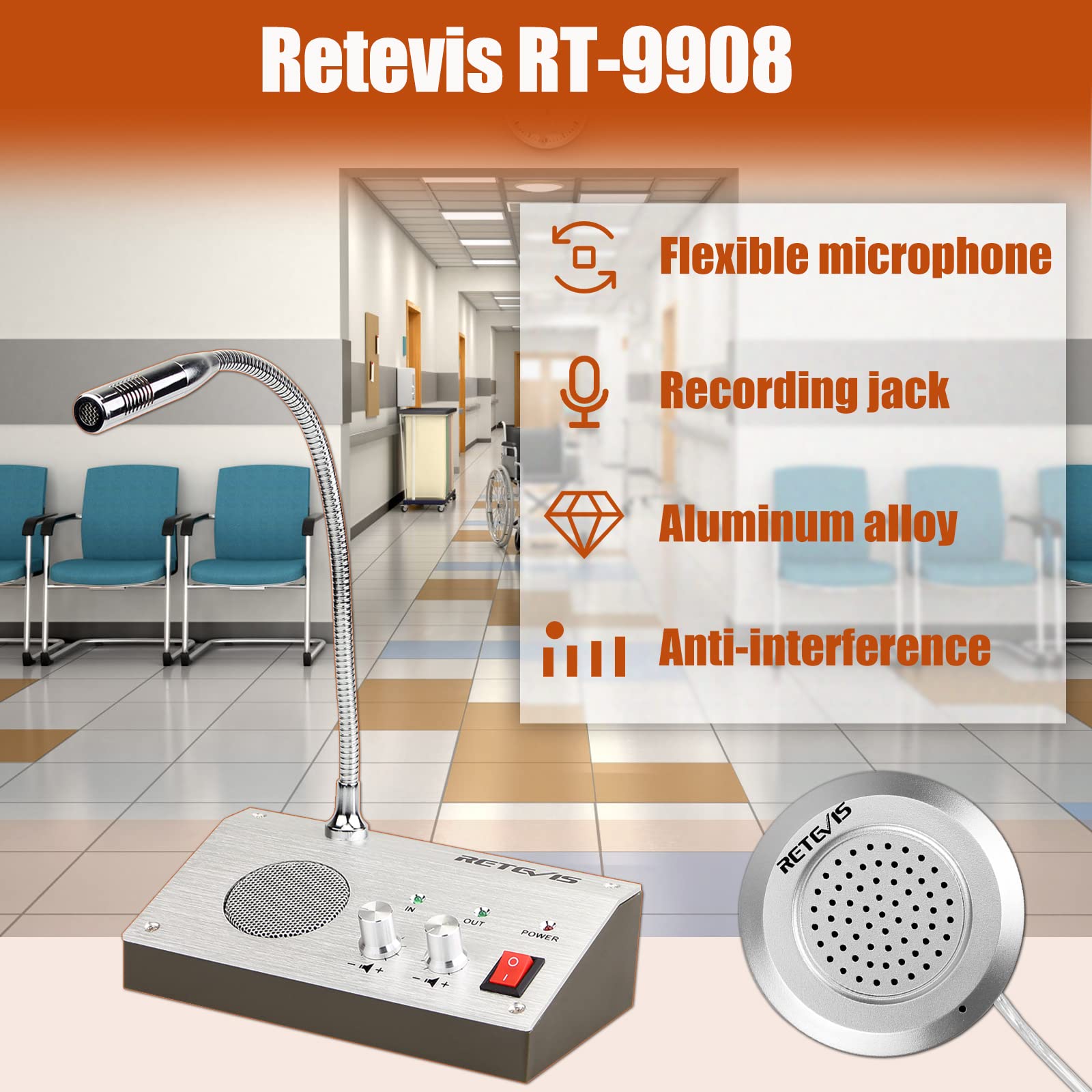 Foto 3 pulgar | Altavoz De Ventana Retevis Rt-9908 Intercomunicador De Voz De Doble Vía - Venta Internacional.