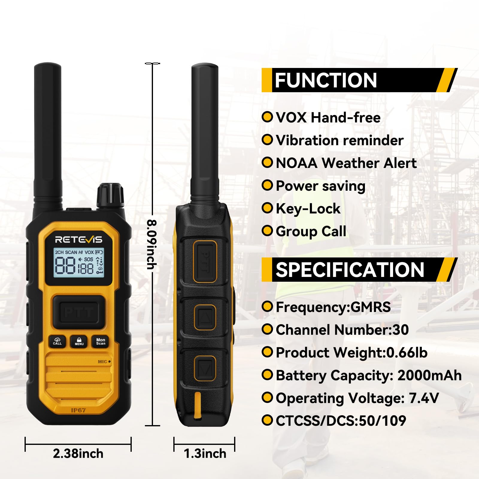 Foto 8 pulgar | Walkie Talkies Retevis Rb48 Plus, Resistentes Al Agua, Ip67 - Venta Internacional.