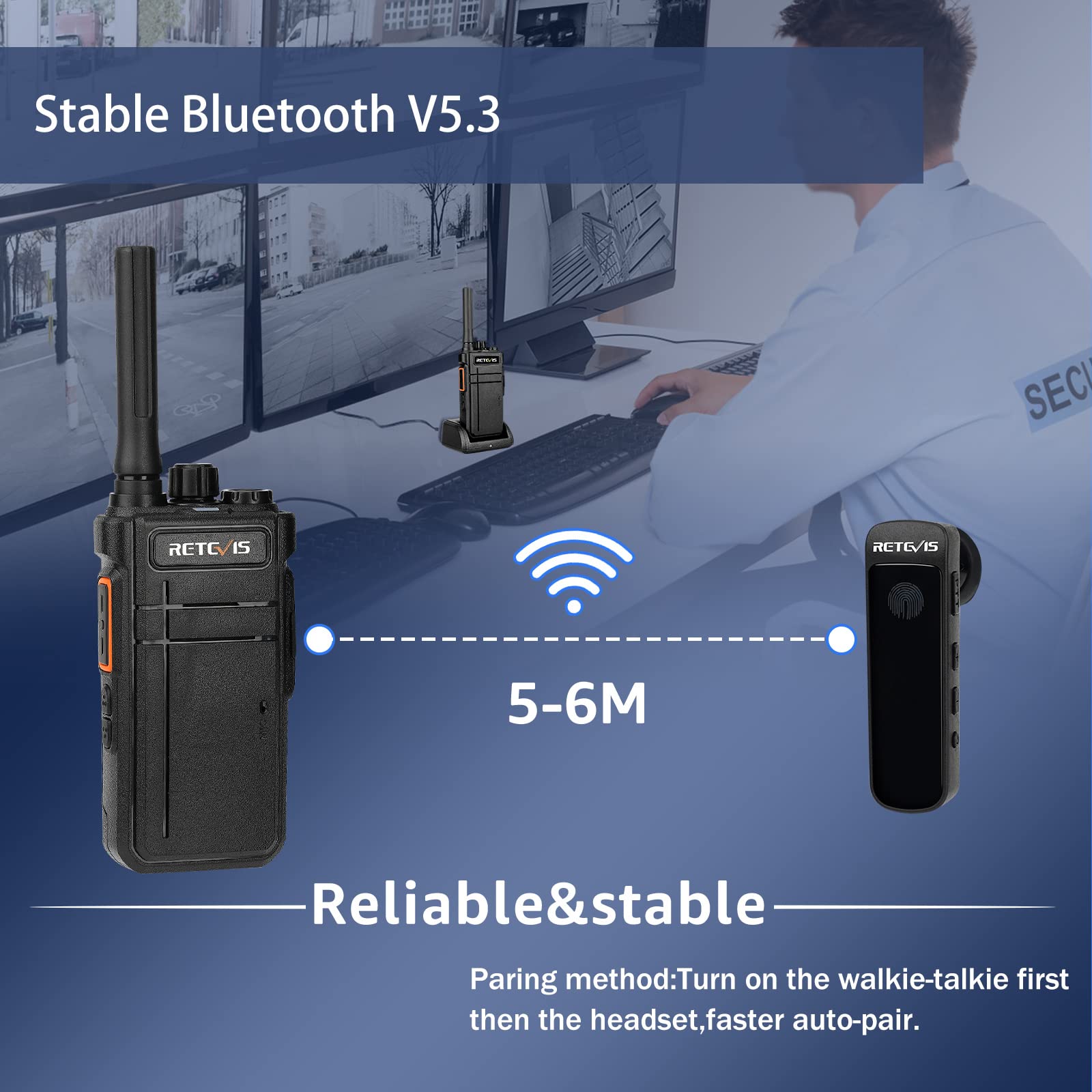 Foto 4 pulgar | Walkie Talkies Retevis Rb37 Bluetooth Con Auricular Inalámbrico - Venta Internacional.