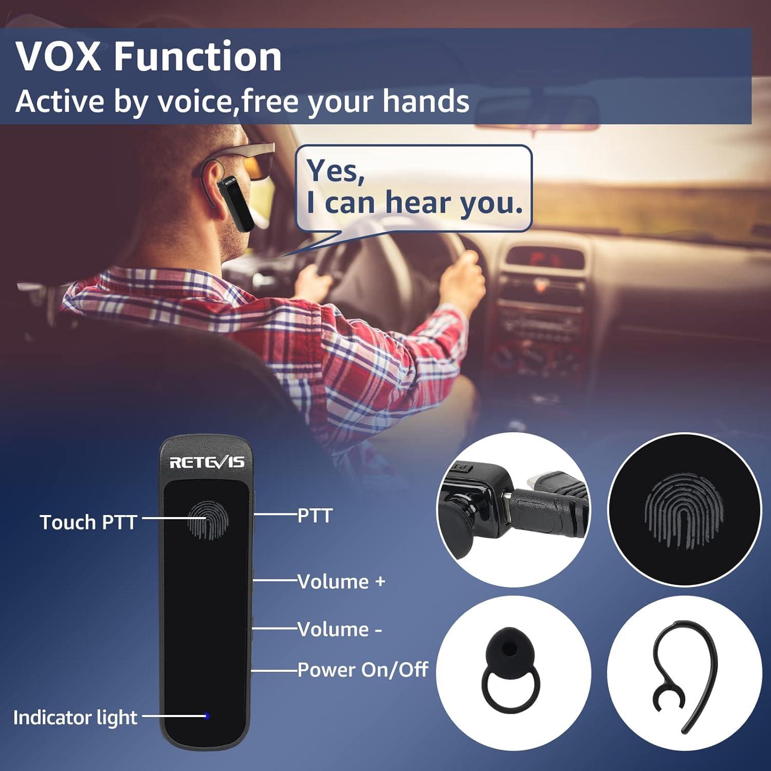 Foto 5 pulgar | Walkie Talkies Retevis Rb37 Bluetooth Con Auricular Inalámbrico - Venta Internacional.