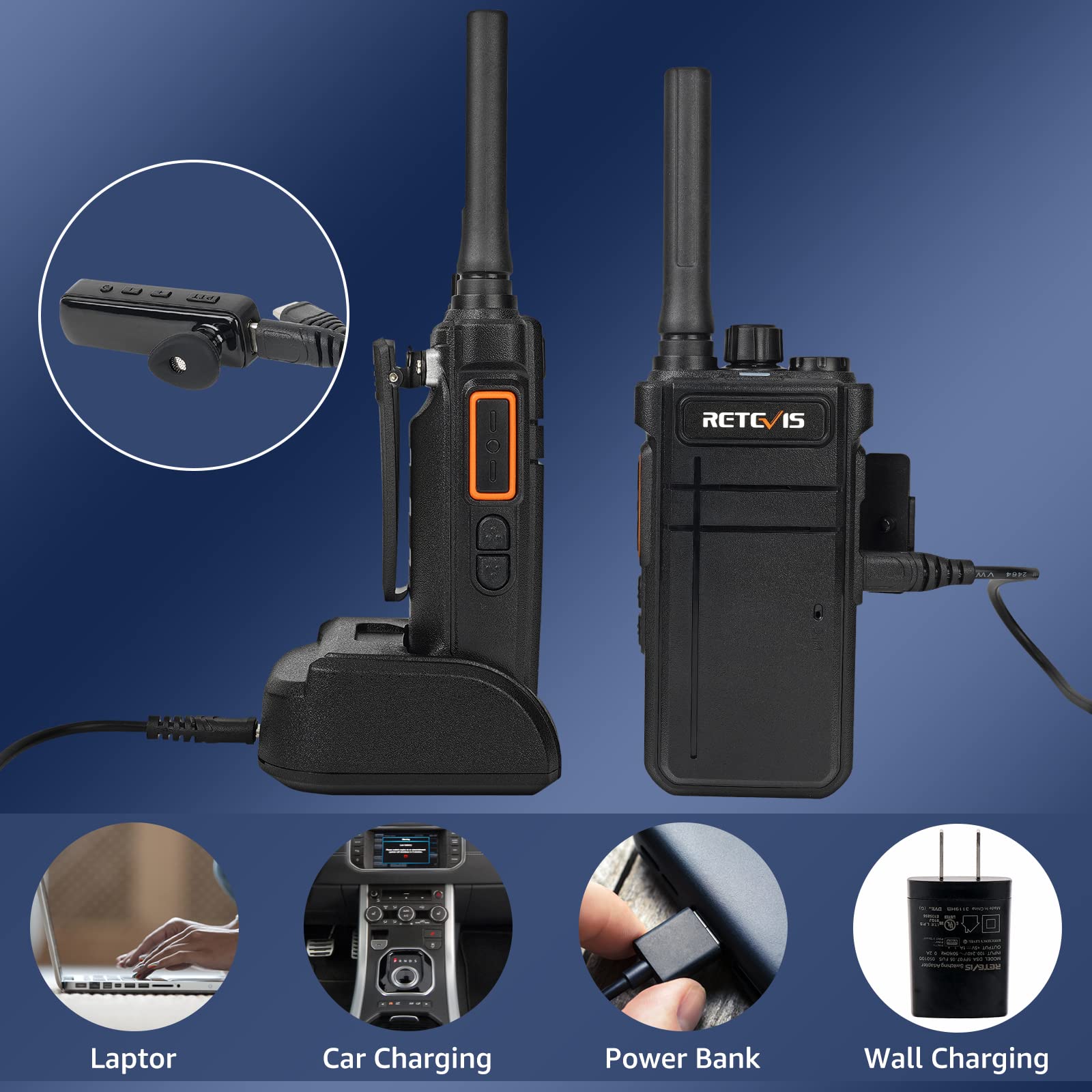 Foto 8 pulgar | Walkie Talkies Retevis Rb37 Bluetooth Con Auricular Inalámbrico - Venta Internacional.