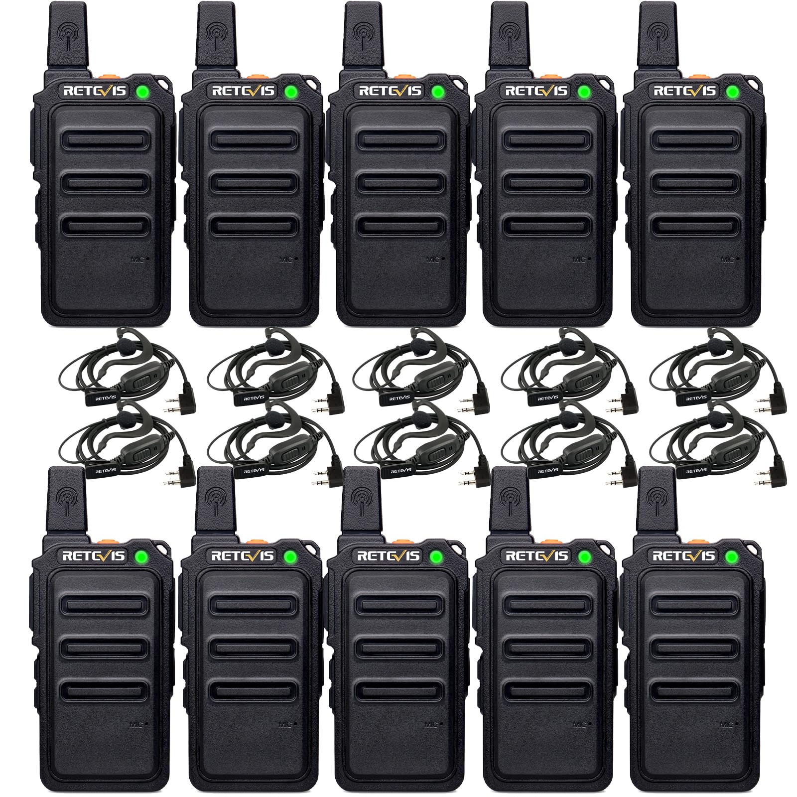 Foto 2 pulgar | Walkie Talkie Retevis Rt19 Mini 1300 Mah Con Auricular (paquete De 10) - Venta Internacional.