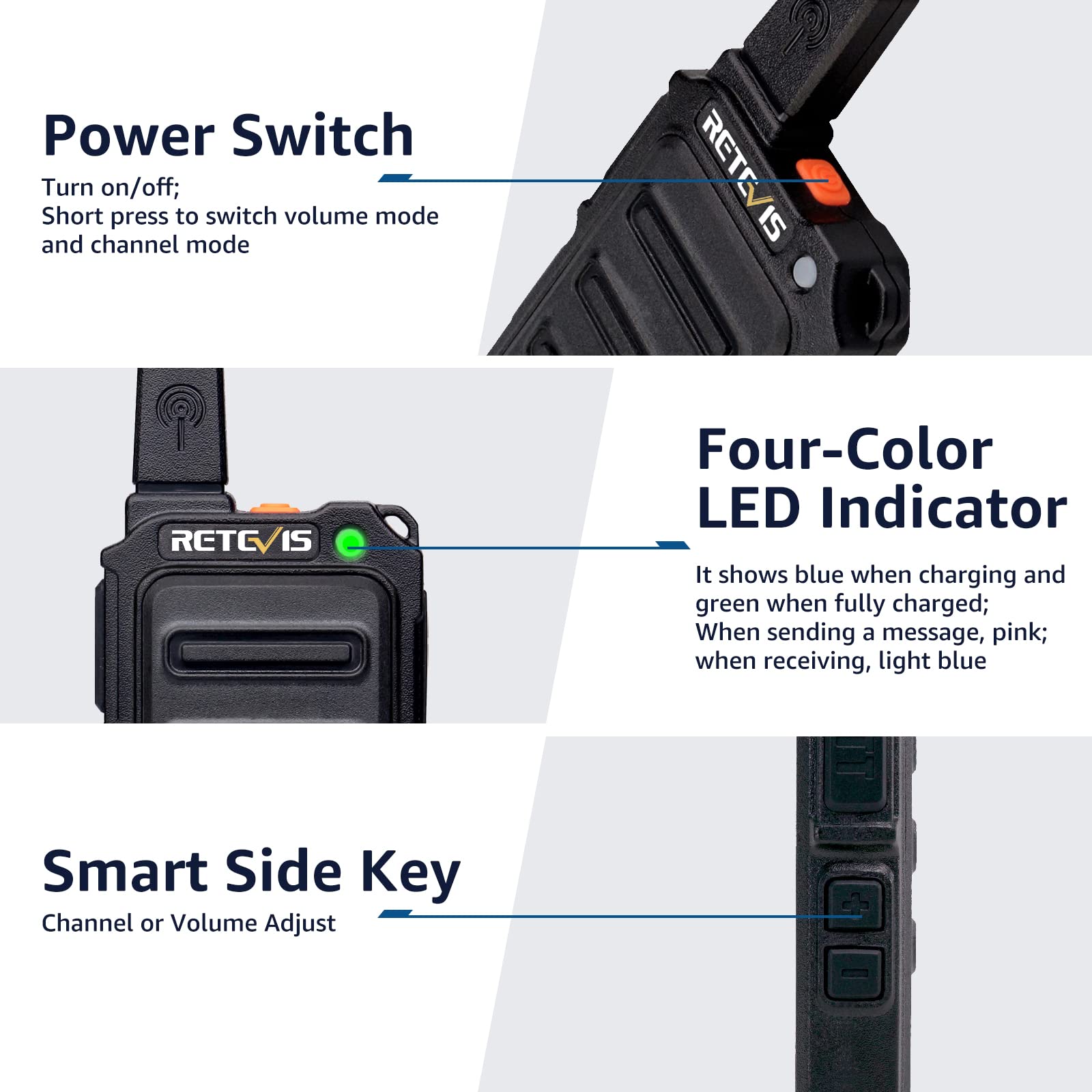 Foto 7 | Walkie Talkie Retevis Rt19 Mini 1300 Mah Con Auricular (paquete De 10) - Venta Internacional.