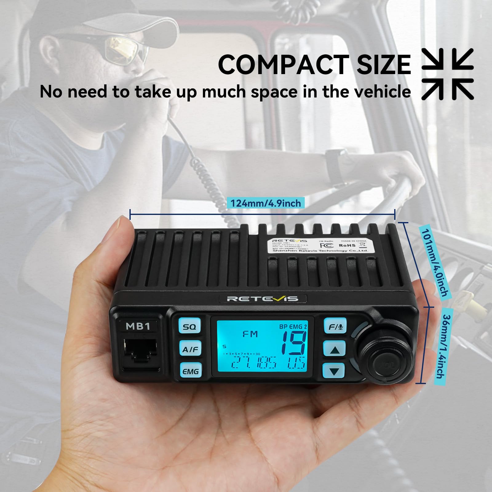 Foto 4 pulgar | Radio Cb Retevis Mb1 Am/fm De 40 Canales Con Reducción De Ruido - Venta Internacional.