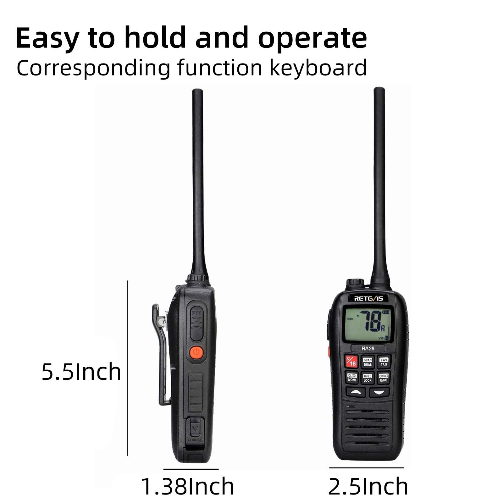 Foto 5 pulgar | Radio Marina Portátil Retevis Ra26, Radio Marina Flotante Ip67, Sumergible, Impermeable, 1500 Mah, C - Venta Interna