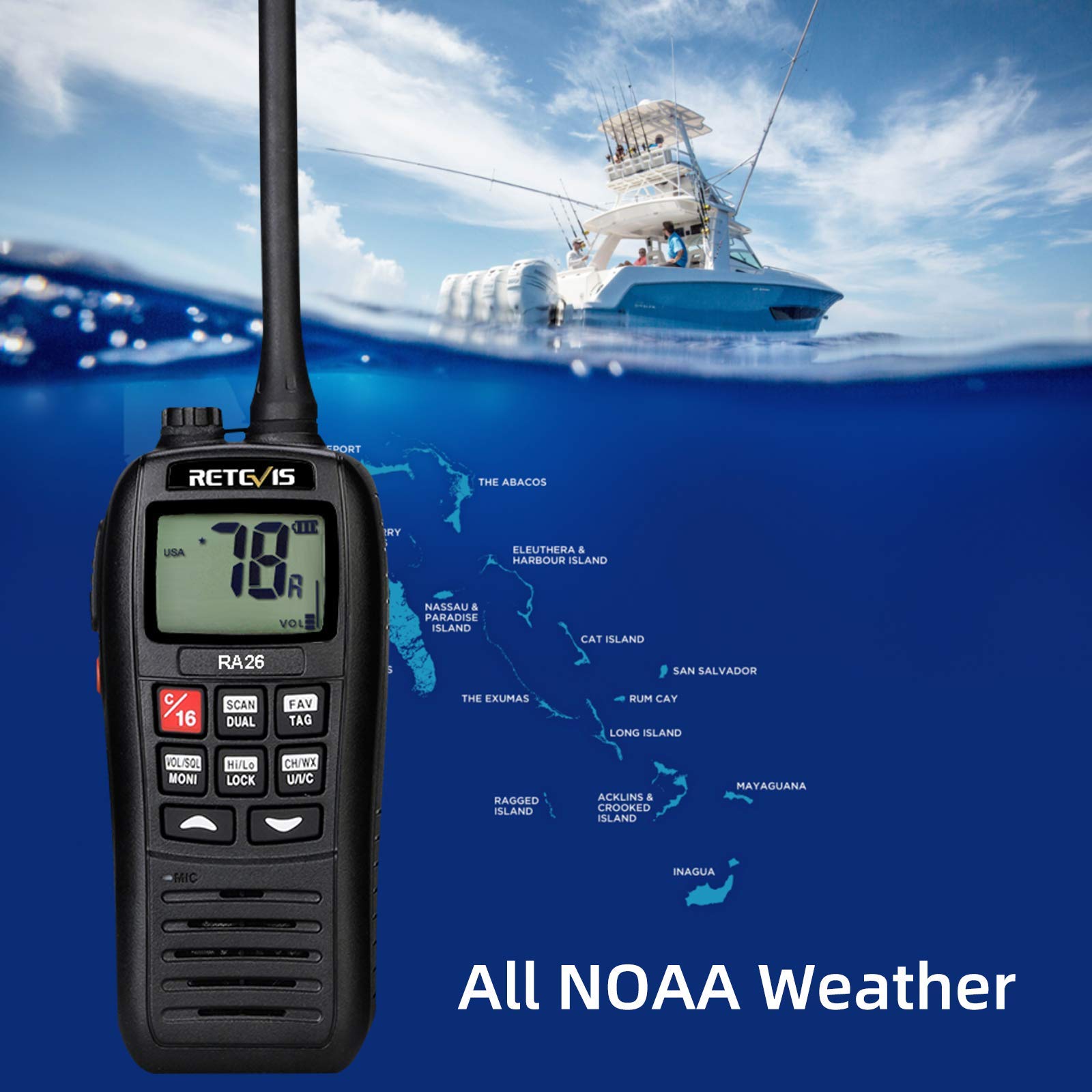 Foto 8 pulgar | Radio Marina Portátil Retevis Ra26, Radio Marina Flotante Ip67, Sumergible, Impermeable, 1500 Mah, C - Venta Interna