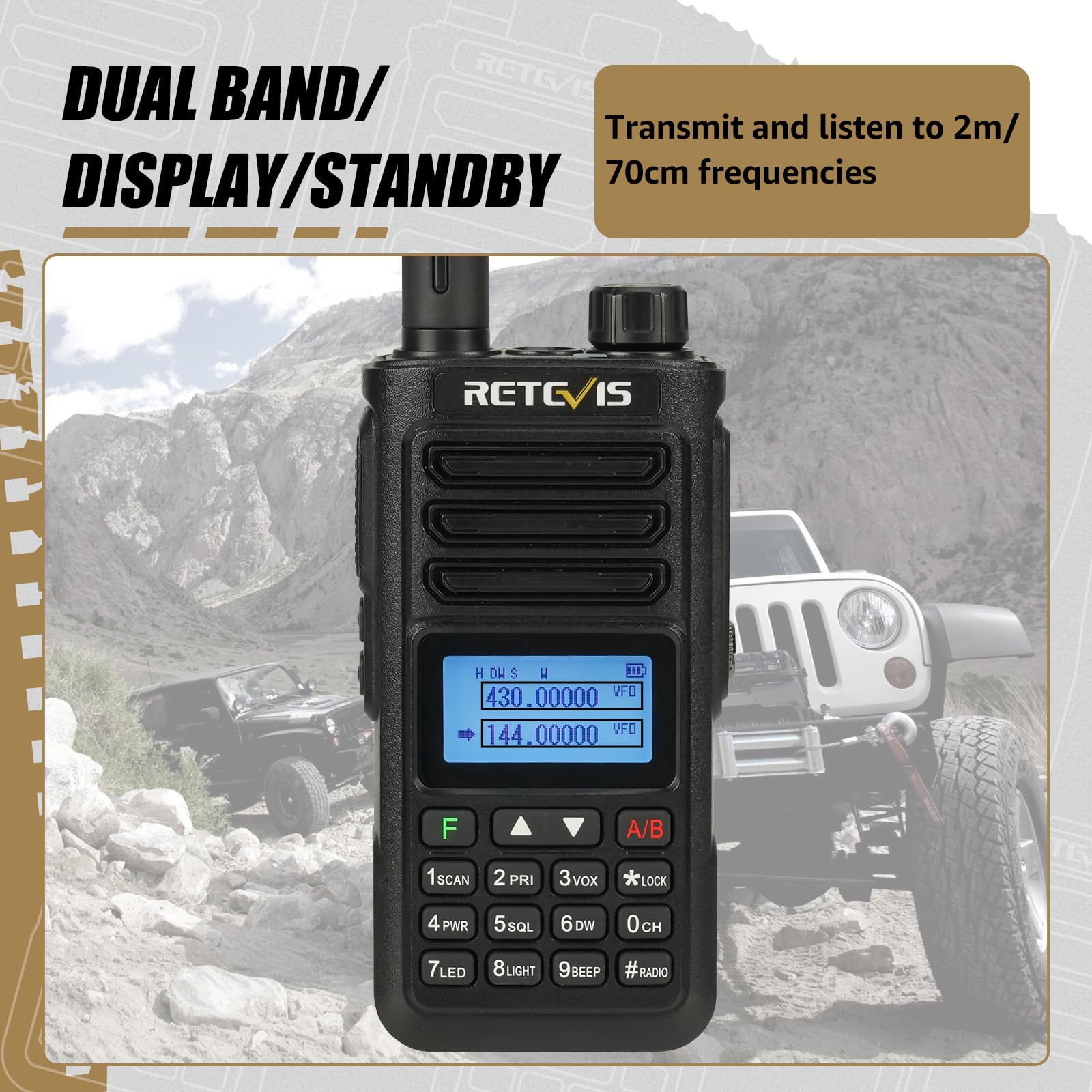 Foto 7 pulgar | Ham Radio Retevis Ra89 De Largo Alcance, 10 W, Doble Banda Ip68, Resistente Al Agua - Venta Internacional.