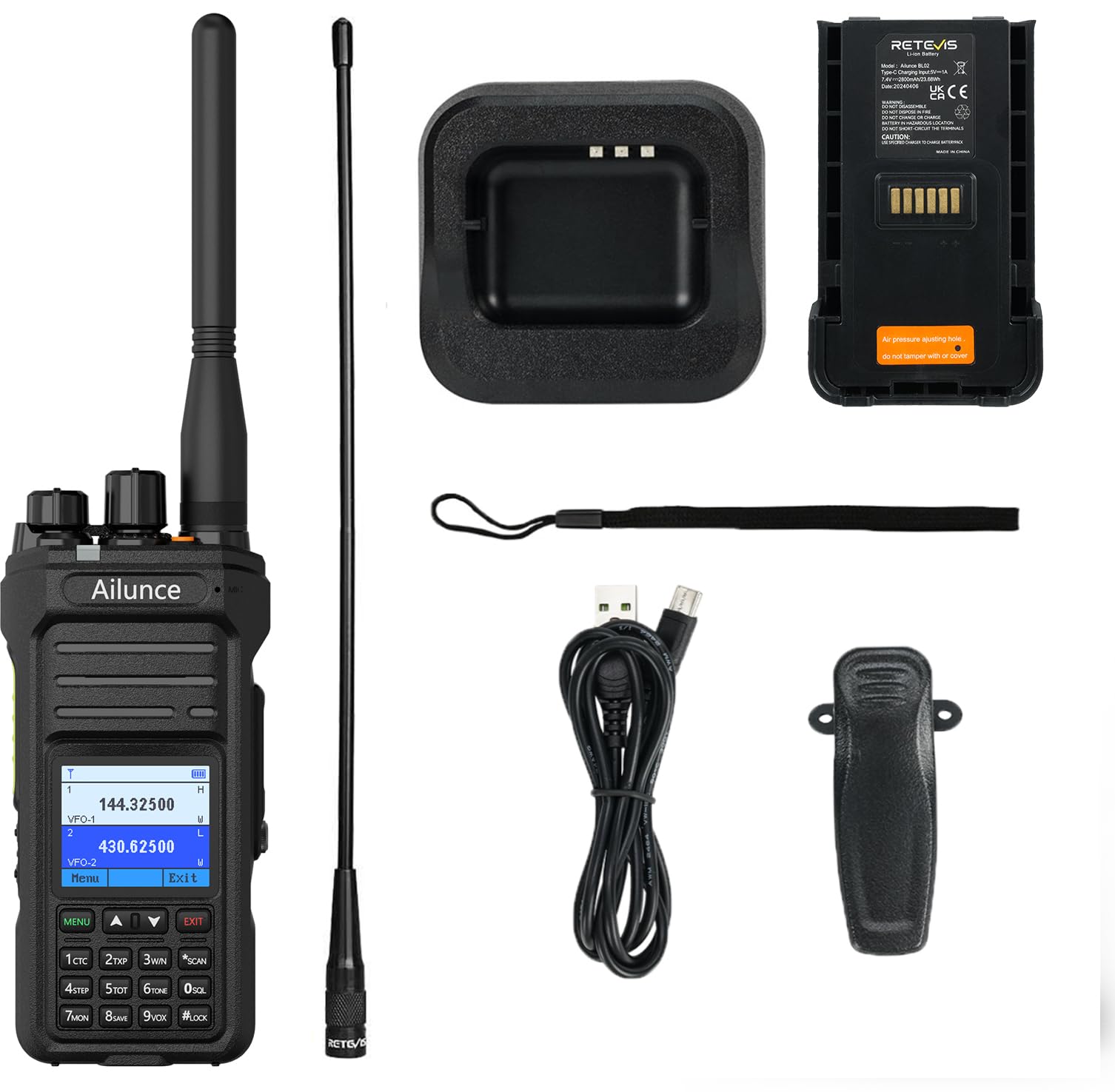 Foto 2 pulgar | Ham Radio Retevis Ailunce Ha1uv De Doble Banda Con Batería De 2800 Mah - Venta Internacional.
